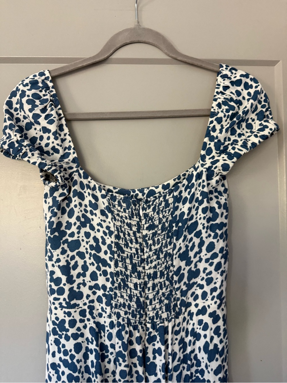 Reformation Sienne Blue and White Puff Sleeve Midi Dress Sz 4 - Picture 6 of 12
